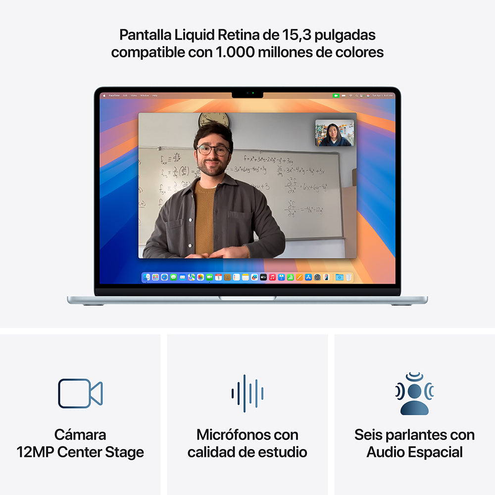 MacBook Air 15.3/ M4 10C/ GPU 10C/ 16 RAM/ 512GB azul cielo - Caja con detalles