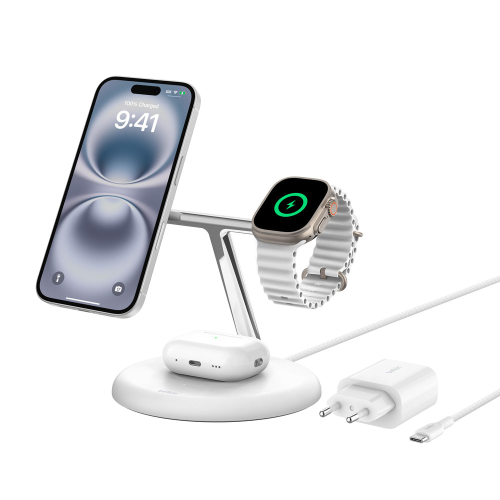 Base de carga inalámbrica 3 en 1 Qi2 Belkin BoostCharge Pro