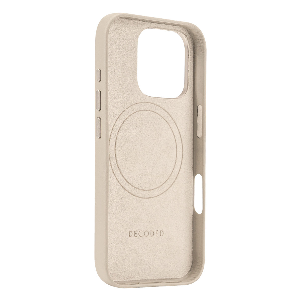 Funda de cuero Decoded para iPhone 16 Pro con MagSafe gris