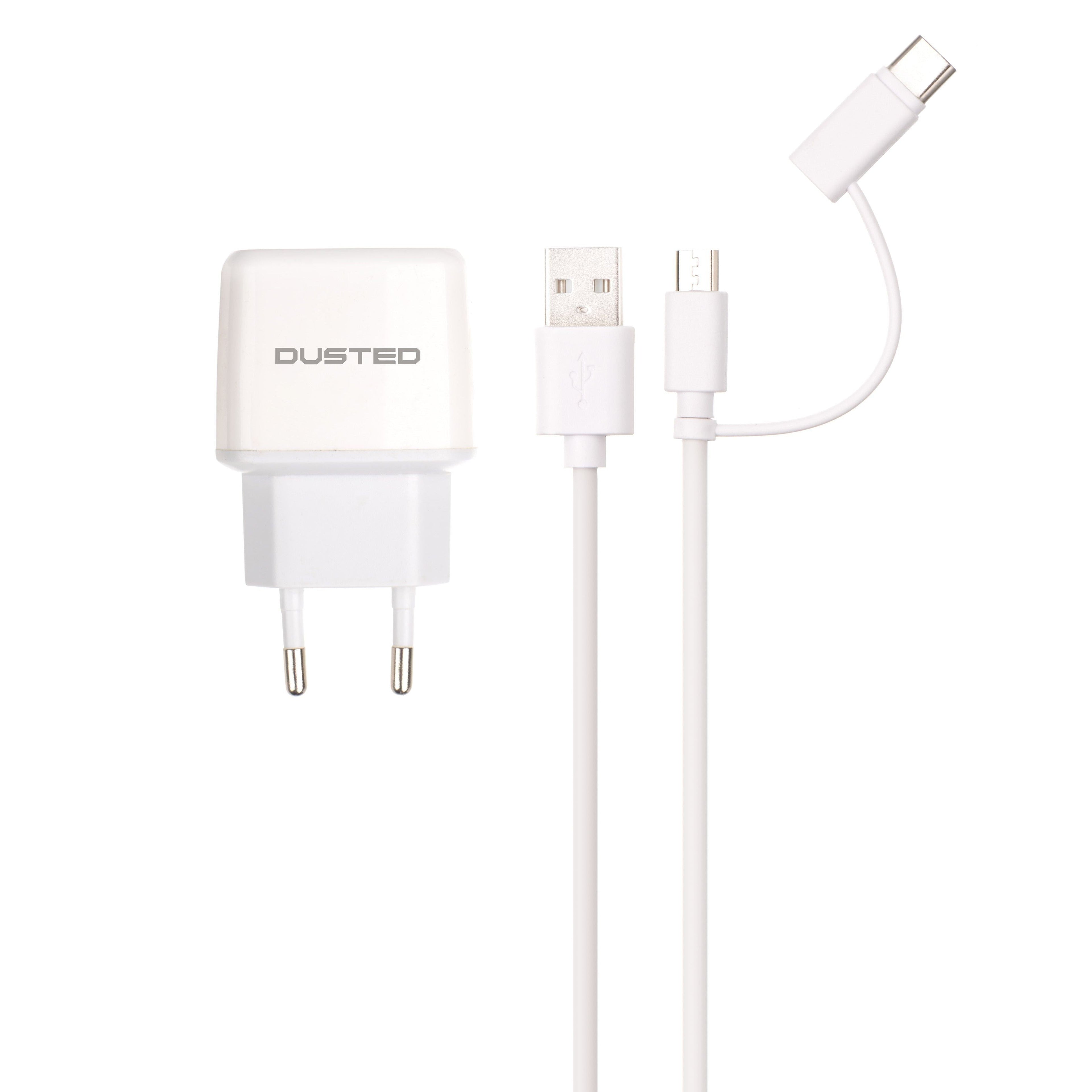 Cargador 2-en-1 de 12W con Cable USB dual Dusted blanco