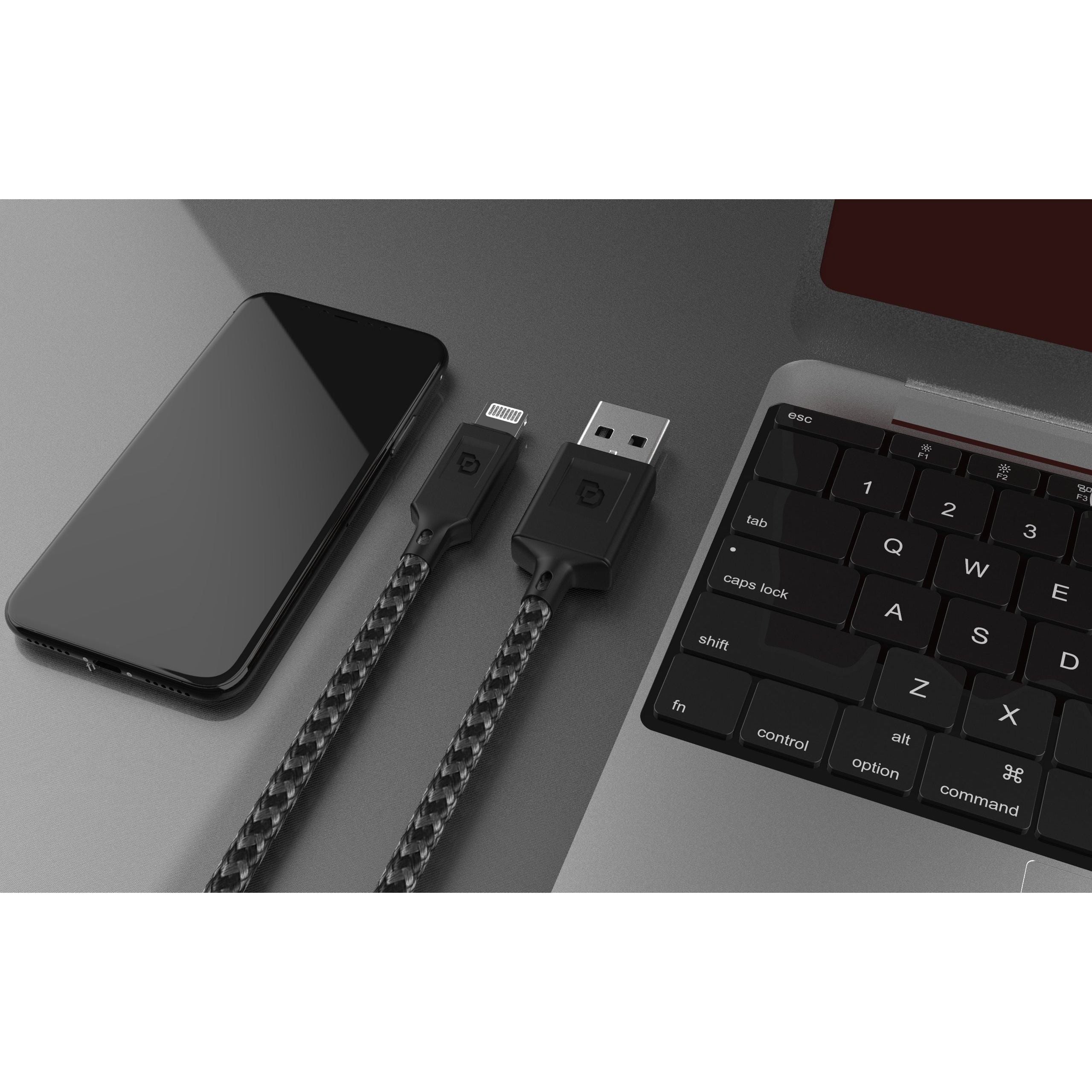 Cable Lightning MFi a USB-A 1.2 Mt Rugged Dusted negro