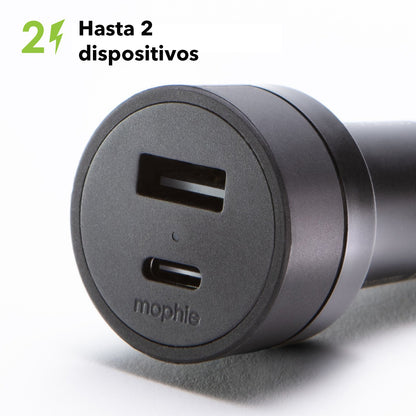 Cargador de auto USB-C/USB-A 42W Mophie negro