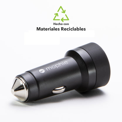 Cargador de auto USB-C/USB-A 42W Mophie negro