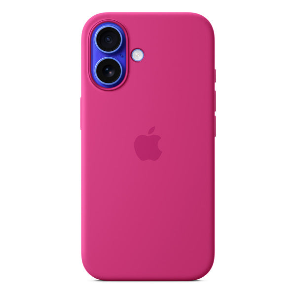 Case de silicona con MagSafe para iPhone 16 fucsia