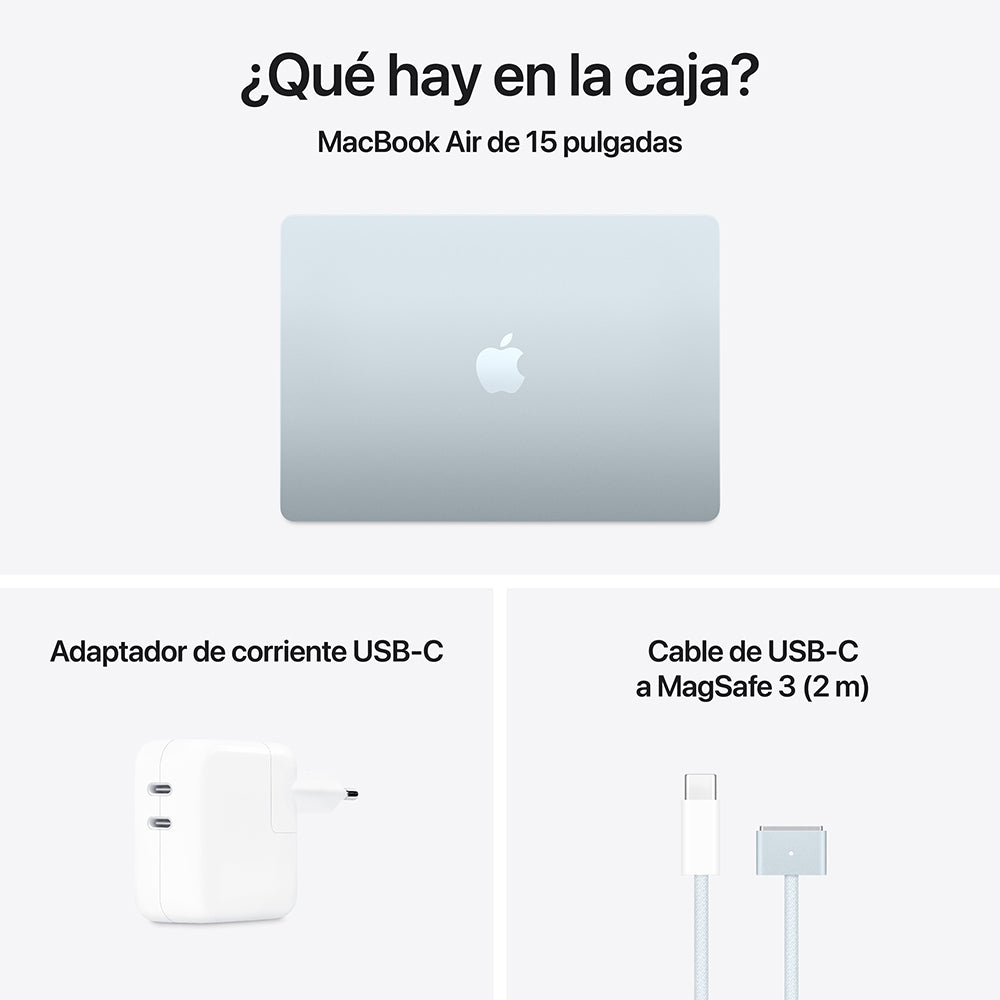 MacBook Air 15.3/ M4 10C/ GPU 10C/ 16 RAM/ 512GB azul cielo - Caja con detalles