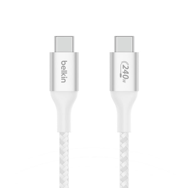 Cable USB-C a USB-C 240W de 2.0 Mt trenzado Belkin blanco