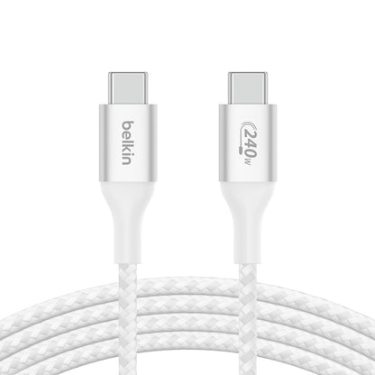 Cable USB-C a USB-C 240W de 2.0 Mt trenzado Belkin blanco