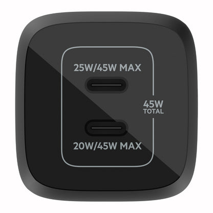 Cargador doble USB-C de hasta 45 W Belkin BoostCharge Pro