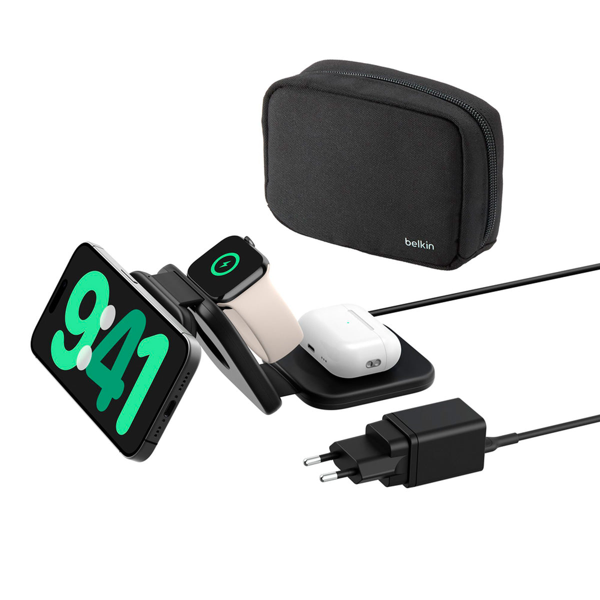 Base de carga para viaje 3 en 1 Belkin BoostCharge Pro