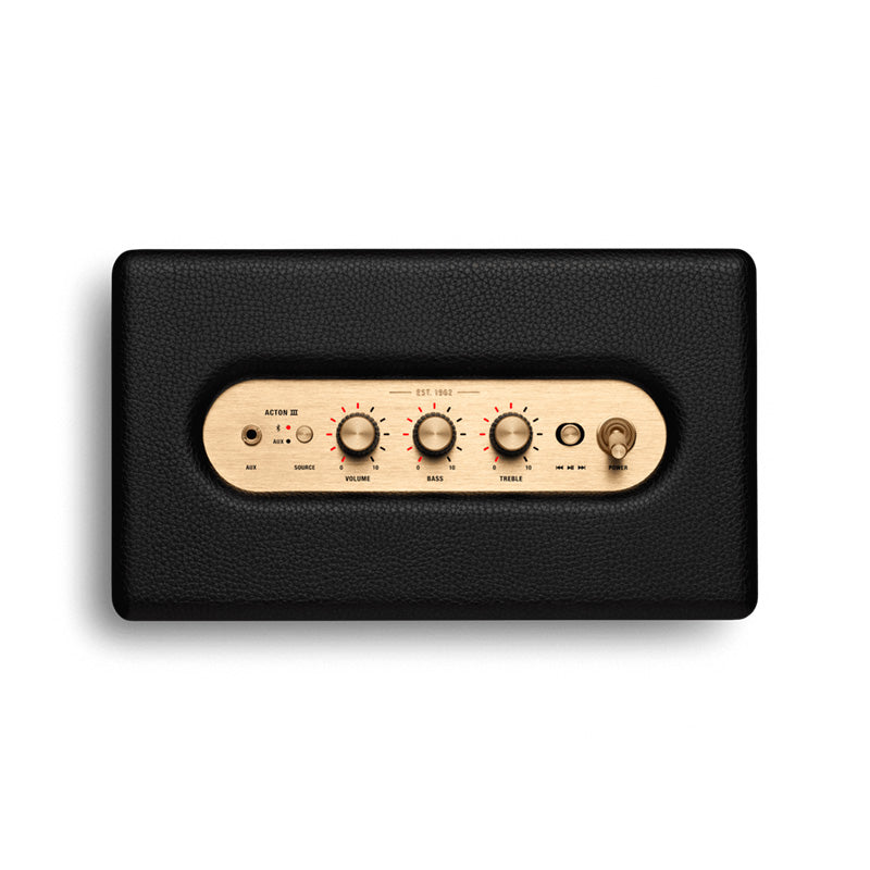 Parlante Bluetooth Marshall Acton III negro - Caja con detalles