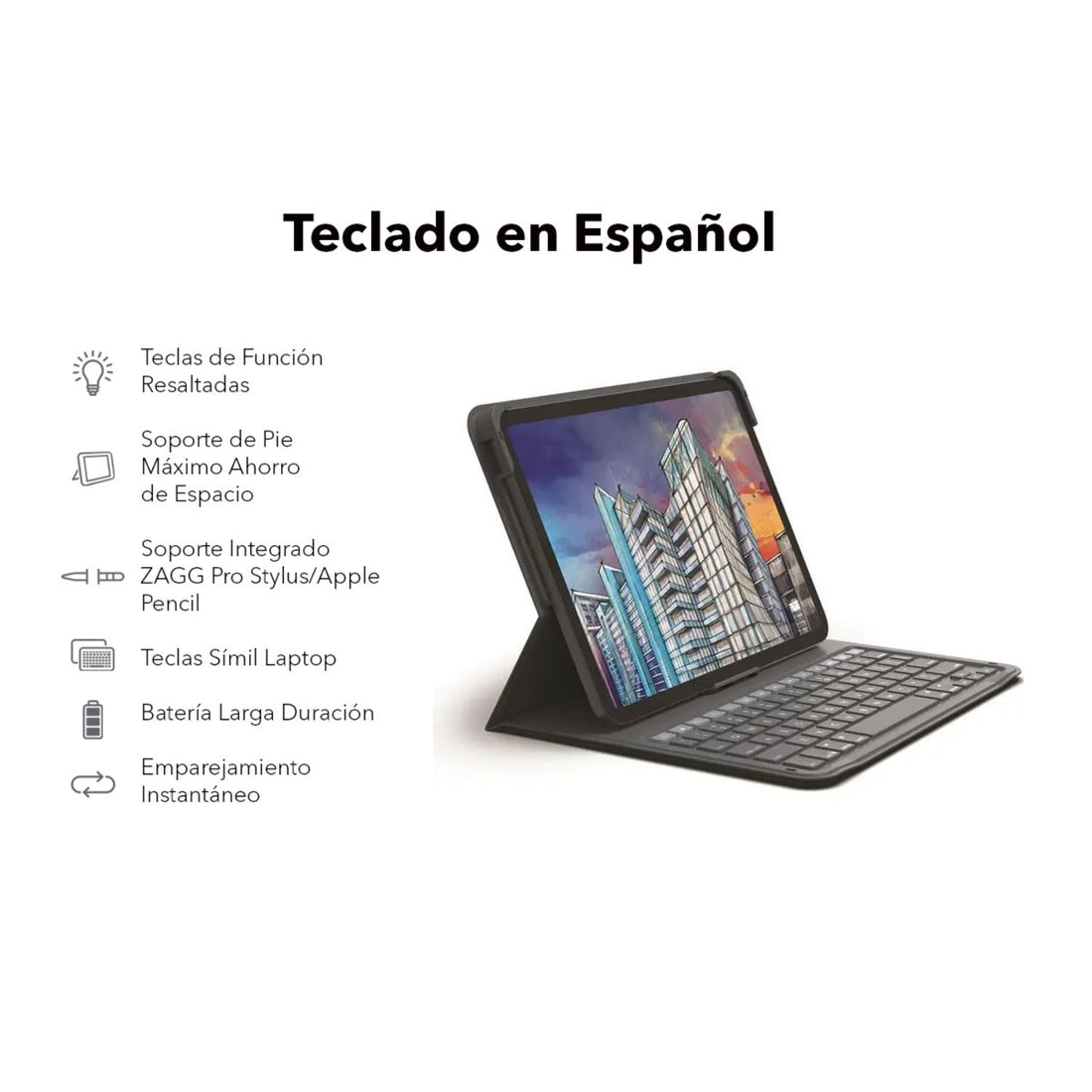 Funda con teclado ZAGG Messenger Folio 2 para iPad (A16) - Español