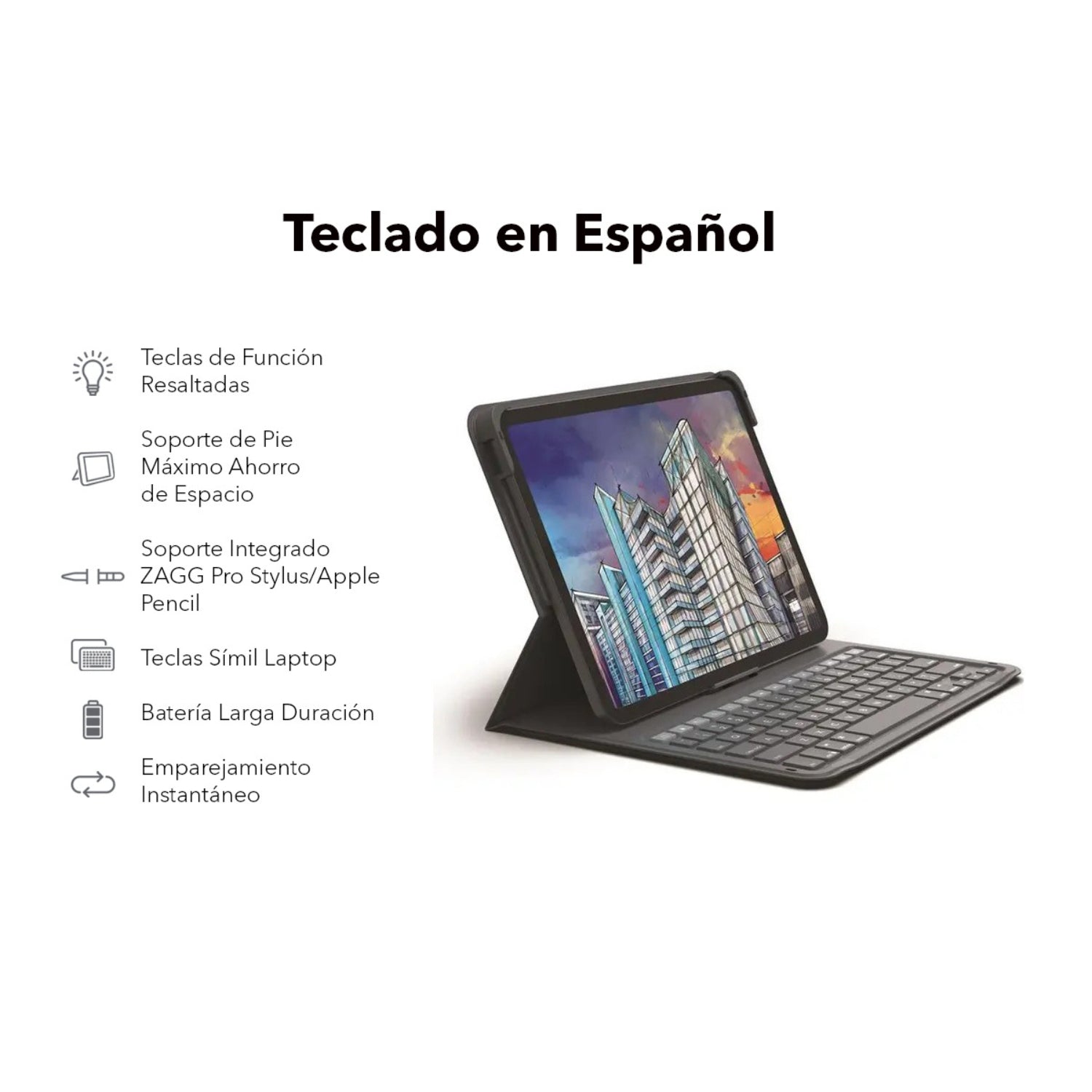 Funda con teclado ZAGG Messenger Folio 2 para iPad (A16) - Español