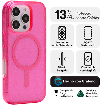 Funda ZAGG Milan Snap Glitter para iPhone 16 Pro con MagSafe Rosa
