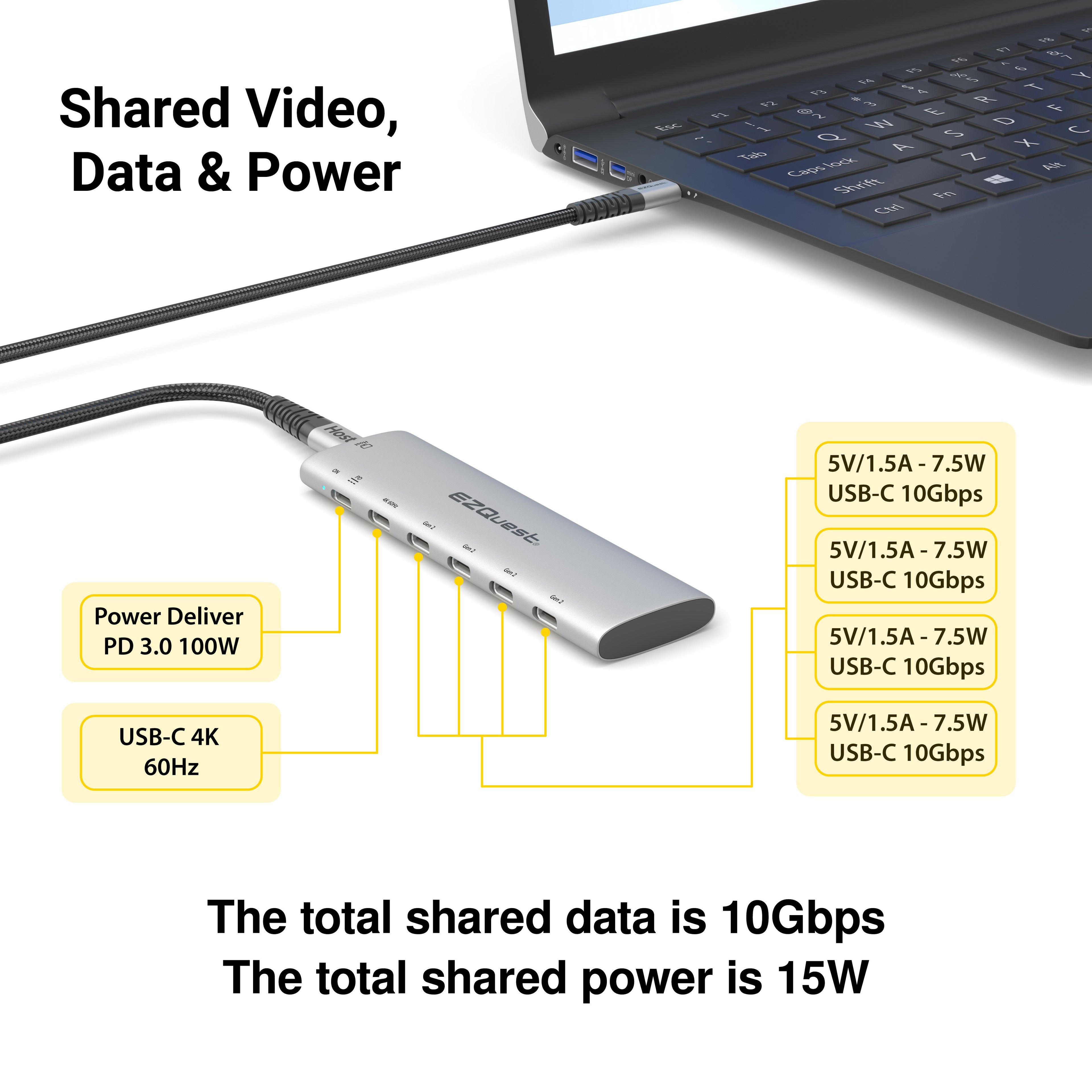 HUB USB-C 6 en 1 EZQuest