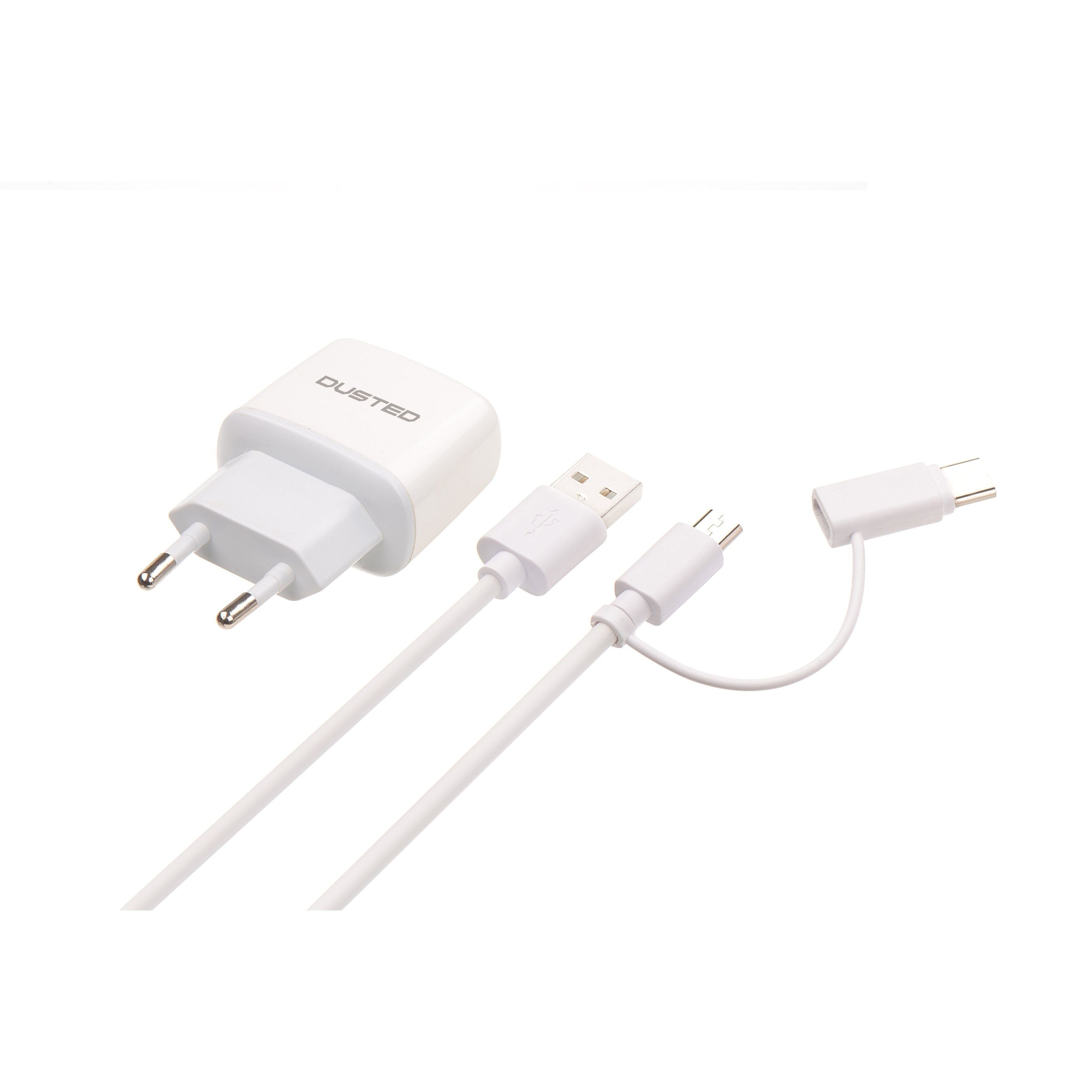 Cargador 2-en-1 de 12W con Cable USB dual Dusted blanco - nuevo