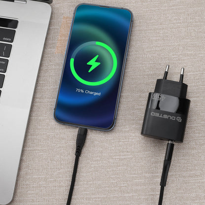 Cargador GaN 45W Carga Rapida con cable 2en1 Dusted negro